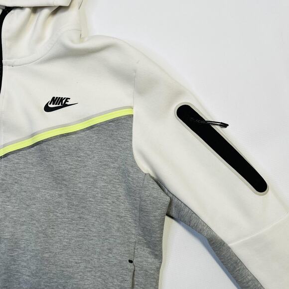Nike Tech Fleece Hoodie Jacket Mens Large Gray White CU4489-133 Full Zip Pocket - Picture 6 of 15